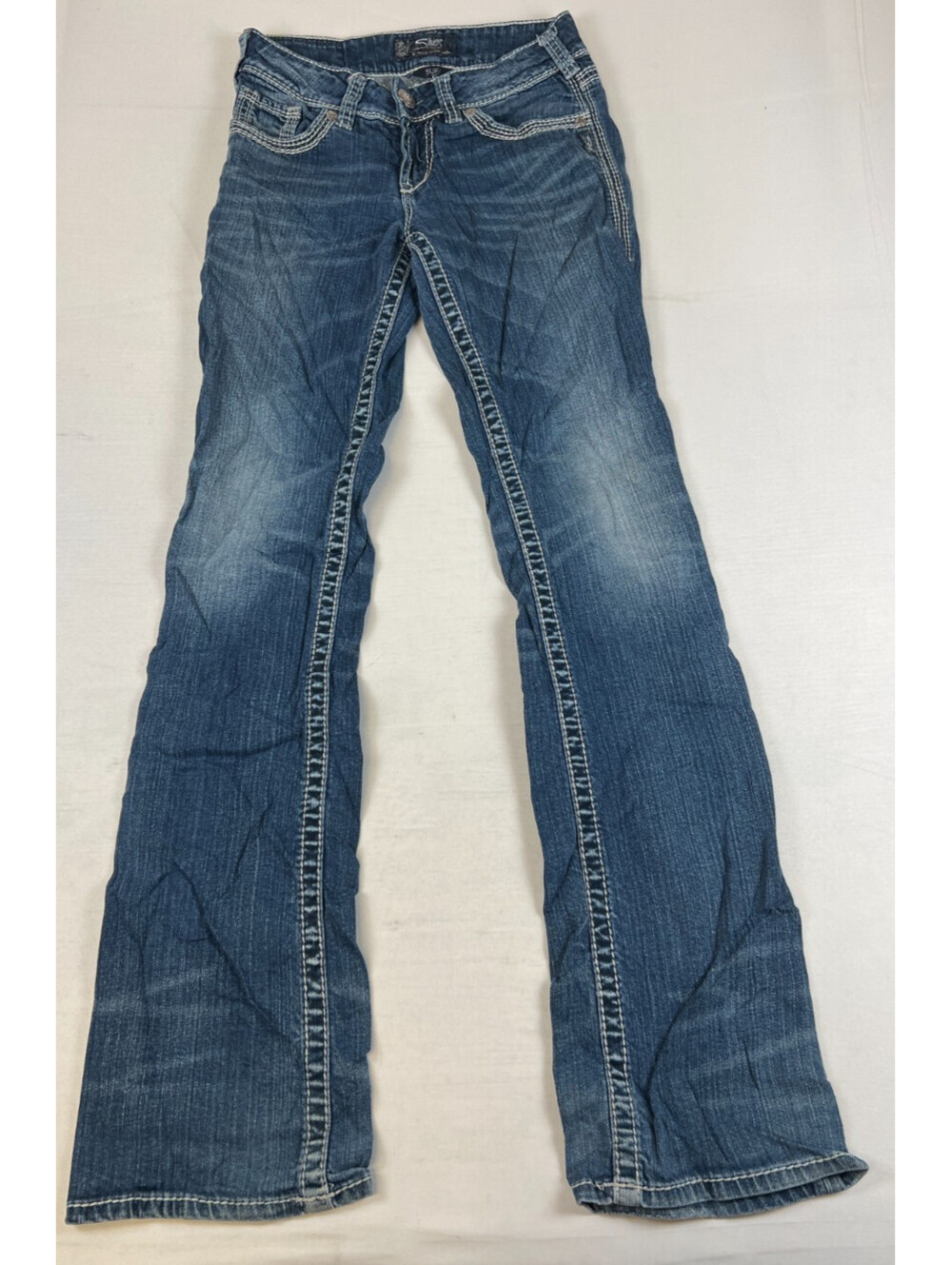 Silver Jeans Co. Women's 25x33 Blue Suki Mid Slim Bootcut Denim Jeans